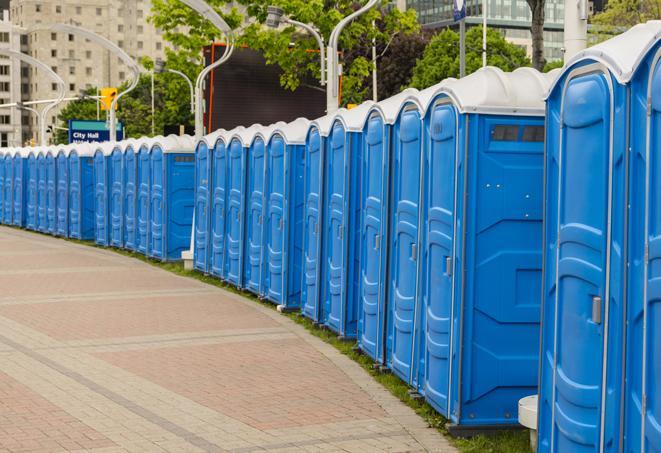 Seasonal porta potty units set up at a Vista, California venue