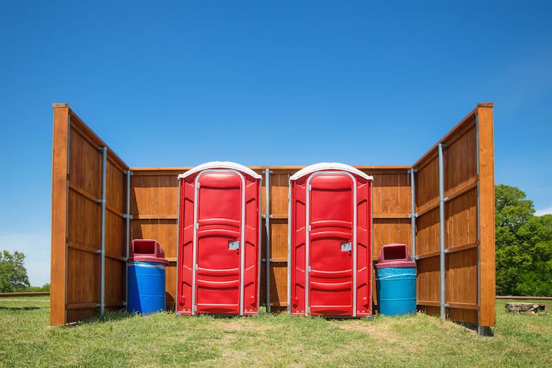 Short-term porta potty units staged for delivery in Vista, California